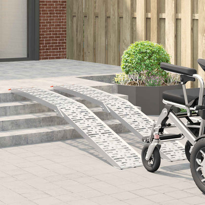 Rampe per Moto Pieghevoli 340 kg per rampa 2 pcs Argento