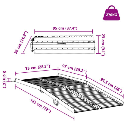 Rampa per sedia a rotelle 270 kg Argento 270 kg Alluminio | homemem39