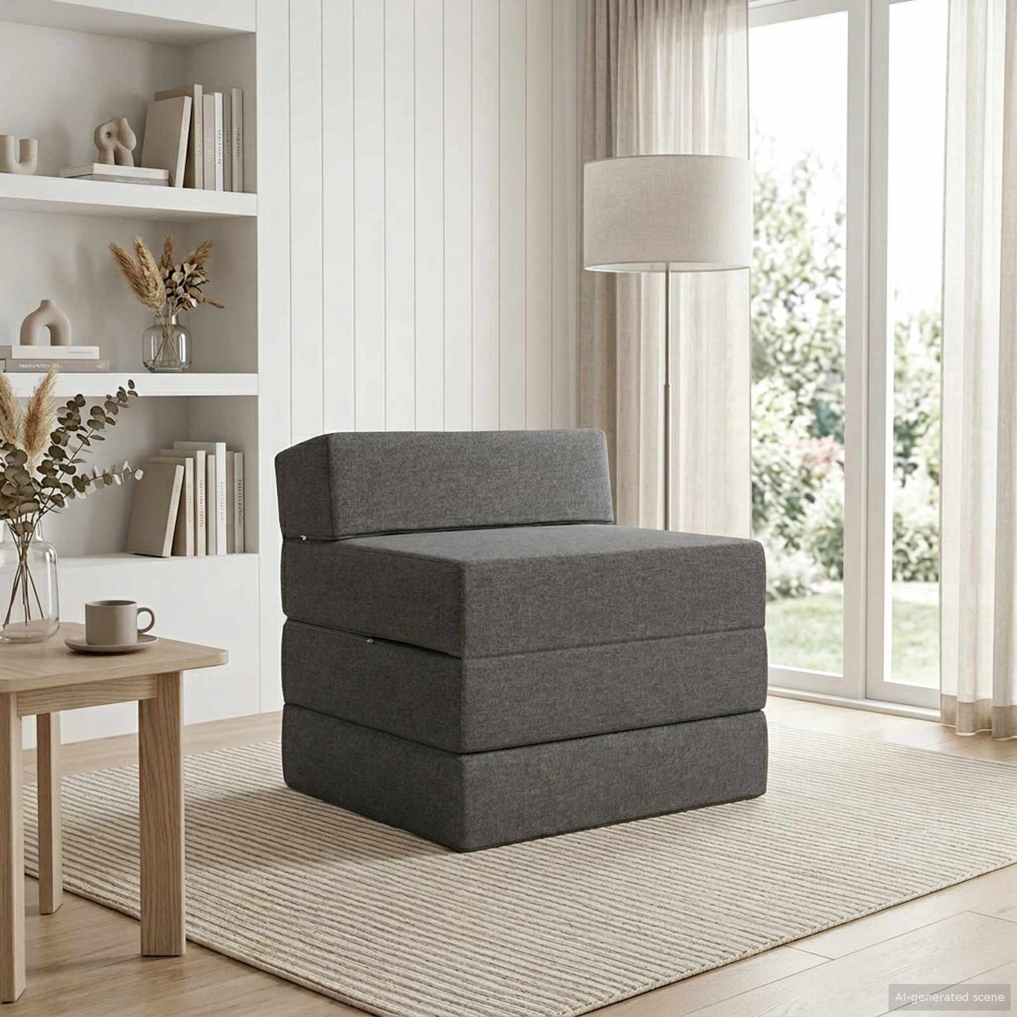 Divano Letto Pieghevole Grigio Chiaro 70 x 60 x 63 cm Tessuto
