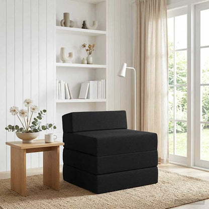 Divano Letto Pieghevole Nero 200 x 70 x 15 cm Tessuto | homemem39