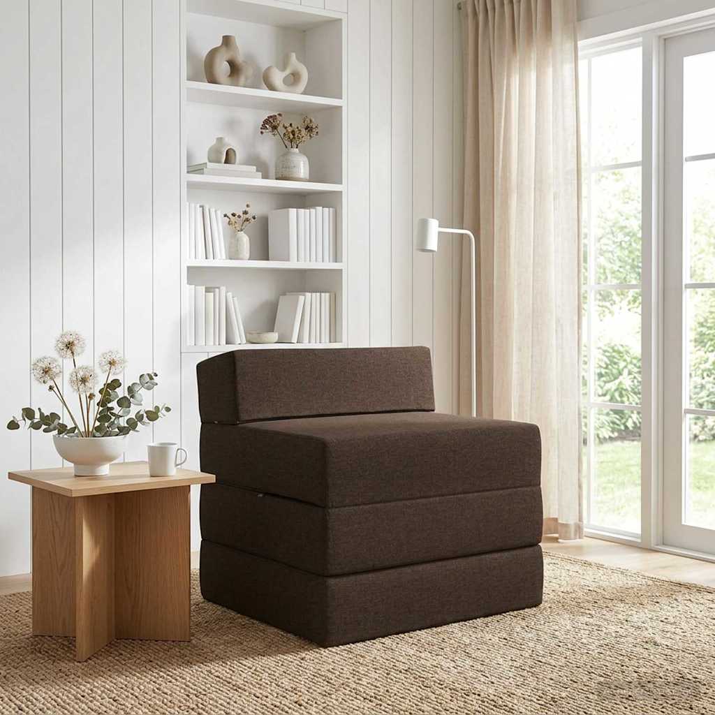Divano Letto Pieghevole Tortora 200 x 70 x 15 cm Tessuto | homemem39