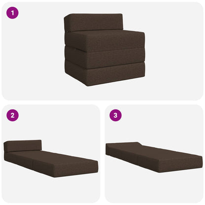 Divano Letto Pieghevole Tortora 200 x 70 x 15 cm Tessuto