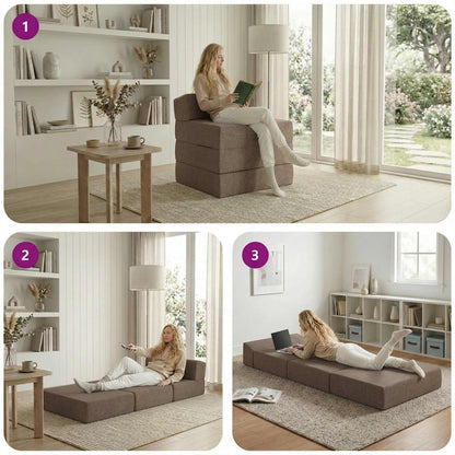 Divano Letto Pieghevole Tortora 70 x 60 x 63 cm Tessuto