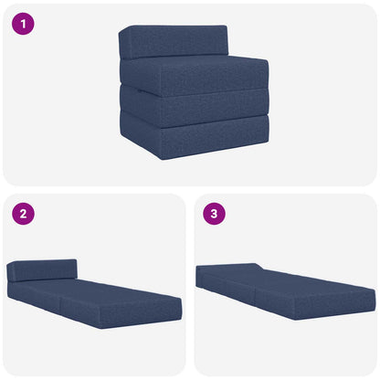 Divano Letto Pieghevole Blu 200 x 70 x 15 cm Tessuto | homemem39