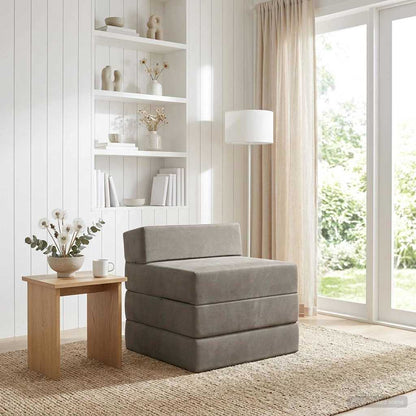 Divano Letto Pieghevole Grigio Chiaro 200 x 70 x 15 cm Velluto | homemem39