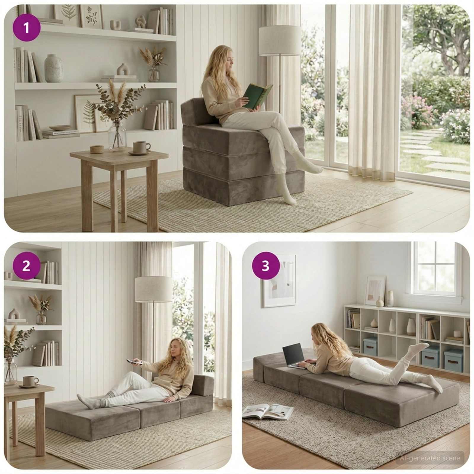 Divano Letto Pieghevole Grigio Chiaro 200 x 70 x 15 cm Velluto | homemem39