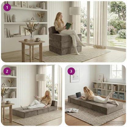 Divano Letto Pieghevole Grigio Chiaro 70 x 60 x 63 cm Velluto