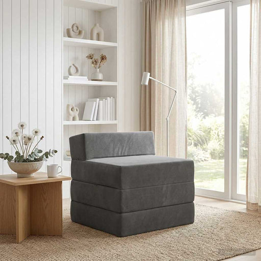 Divano Letto Pieghevole Grigio Scuro 200 x 70 x 15 cm Velluto | homemem39