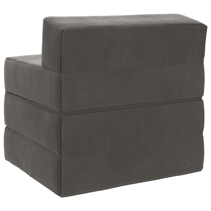 Divano Letto Pieghevole Grigio Scuro 200 x 70 x 15 cm Velluto | homemem39