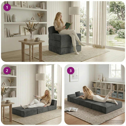 Divano Letto Pieghevole Grigio Scuro 200 x 70 x 15 cm Velluto