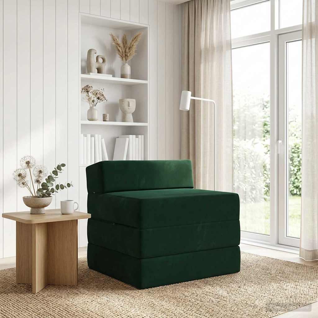 Divano Letto Pieghevole Verde Scuro 70 x 60 x 63 cm Velluto