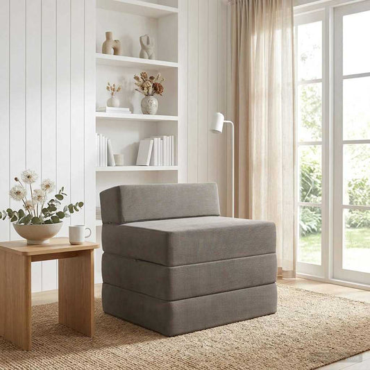 Divano Letto Pieghevole Grigio Chiaro 200 x 70 x 15 cm | homemem39