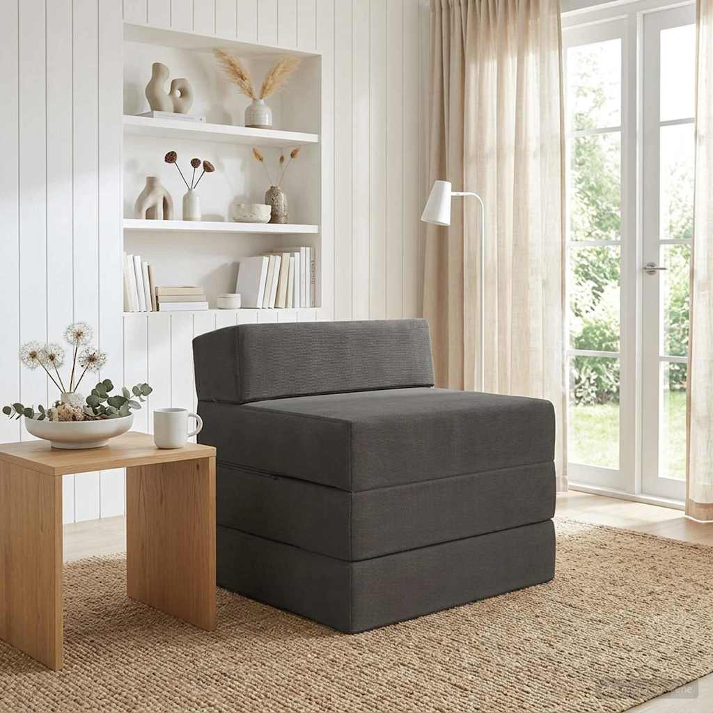 Divano Letto Pieghevole Grigio Scuro 200 x 70 x 15 cm | homemem39