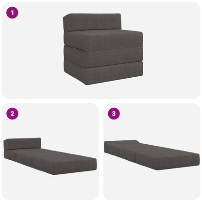 Divano Letto Pieghevole Grigio Scuro 200 x 70 x 15 cm