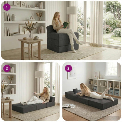 Divano Letto Pieghevole Grigio Scuro 200 x 70 x 15 cm
