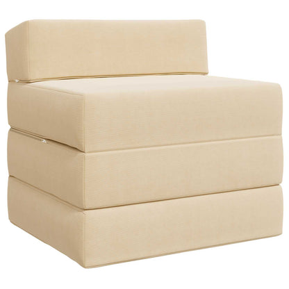 Divano Letto Pieghevole Crema 200 x 70 x 15 cm Tessuto in Cords | homemem39