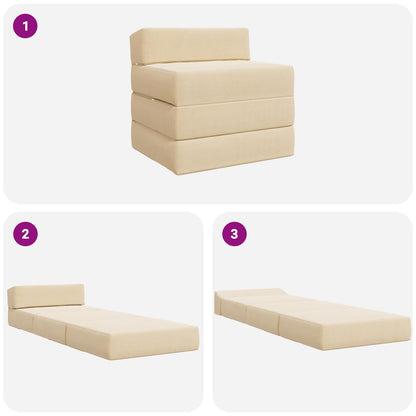 Divano Letto Pieghevole Crema 200 x 70 x 15 cm Tessuto in Cords | homemem39