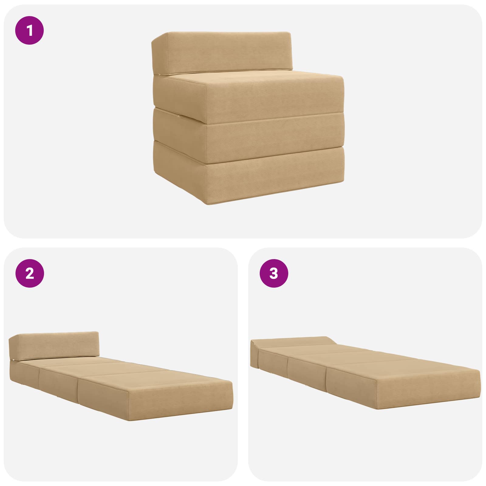 Divano Letto Pieghevole Grigio Verde Chiaro 200 x 70 x 15 cm | homemem39