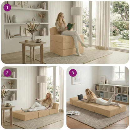 Divano Letto Pieghevole Grigio Verde Chiaro 200 x 70 x 15 cm