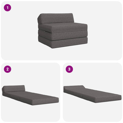 Divano Letto Pieghevole Grigio Chiaro 200 x 70 x 10 cm Tessuto