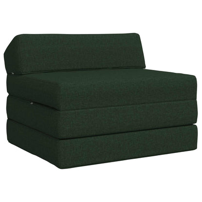 Divano Letto Pieghevole Verde Scuro 200 x 70 x 10 cm Tessuto