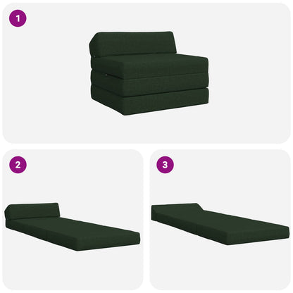 Divano Letto Pieghevole Verde Scuro 200 x 70 x 10 cm Tessuto