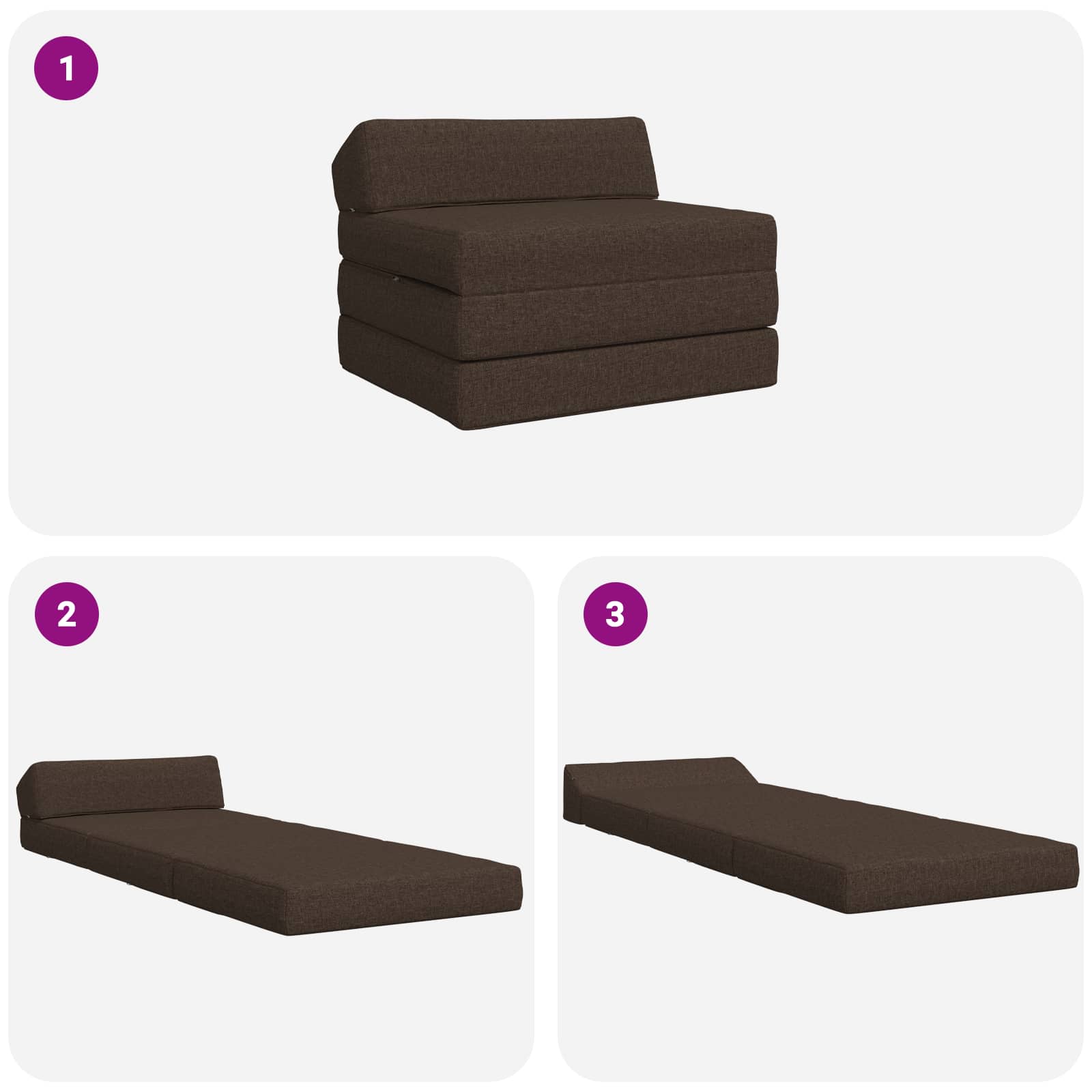 Divano Letto Pieghevole Tortora 200 x 70 x 10 cm Tessuto | homemem39
