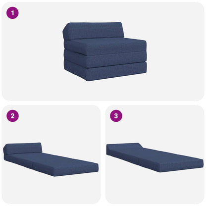 Divano Letto Pieghevole Blu 200 x 70 x 10 cm Tessuto | homemem39