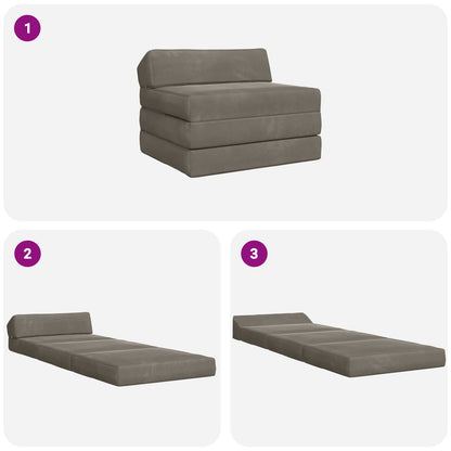 Divano Letto Pieghevole Grigio Chiaro 200 x 70 x 10 cm Velluto | homemem39