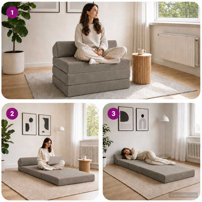 Divano Letto Pieghevole Grigio Chiaro 70 x 60 x 49 cm Velluto