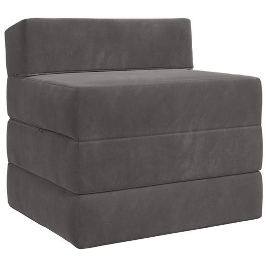 Divano Letto Pieghevole Grigio Scuro 200 x 70 x 10 cm Velluto | homemem39