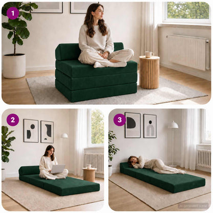 Divano Letto Pieghevole Verde Scuro 200 x 70 x 10 cm Velluto | homemem39