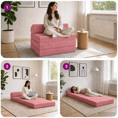 Divano Letto Pieghevole Rosa 200 x 70 x 10 cm Velluto | homemem39