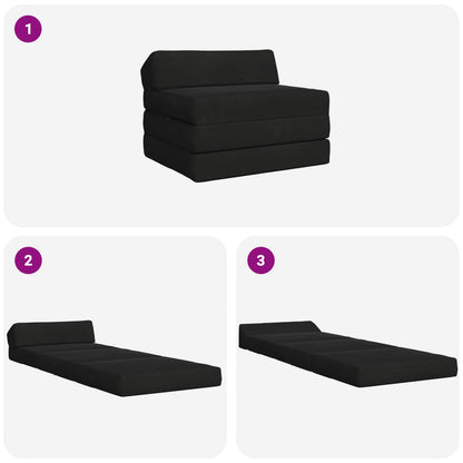 Divano Letto Pieghevole Nero 200 x 70 x 10 cm Velluto | homemem39