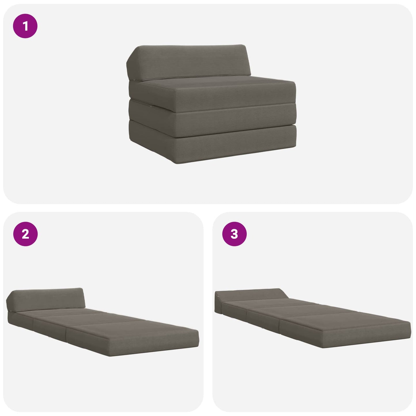 Divano Letto Pieghevole Grigio Chiaro 200 x 70 x 10 cm | homemem39