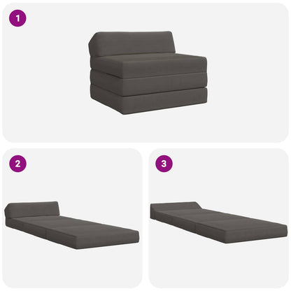 Divano Letto Pieghevole Grigio Scuro 200 x 70 x 10 cm