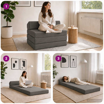 Divano Letto Pieghevole Grigio Scuro 200 x 70 x 10 cm | homemem39