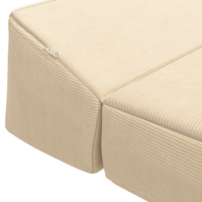 Divano Letto Pieghevole Crema 200 x 70 x 10 cm Tessuto in Cords
