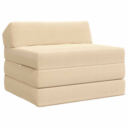 Divano Letto Pieghevole Crema 200 x 70 x 10 cm Tessuto in Cords