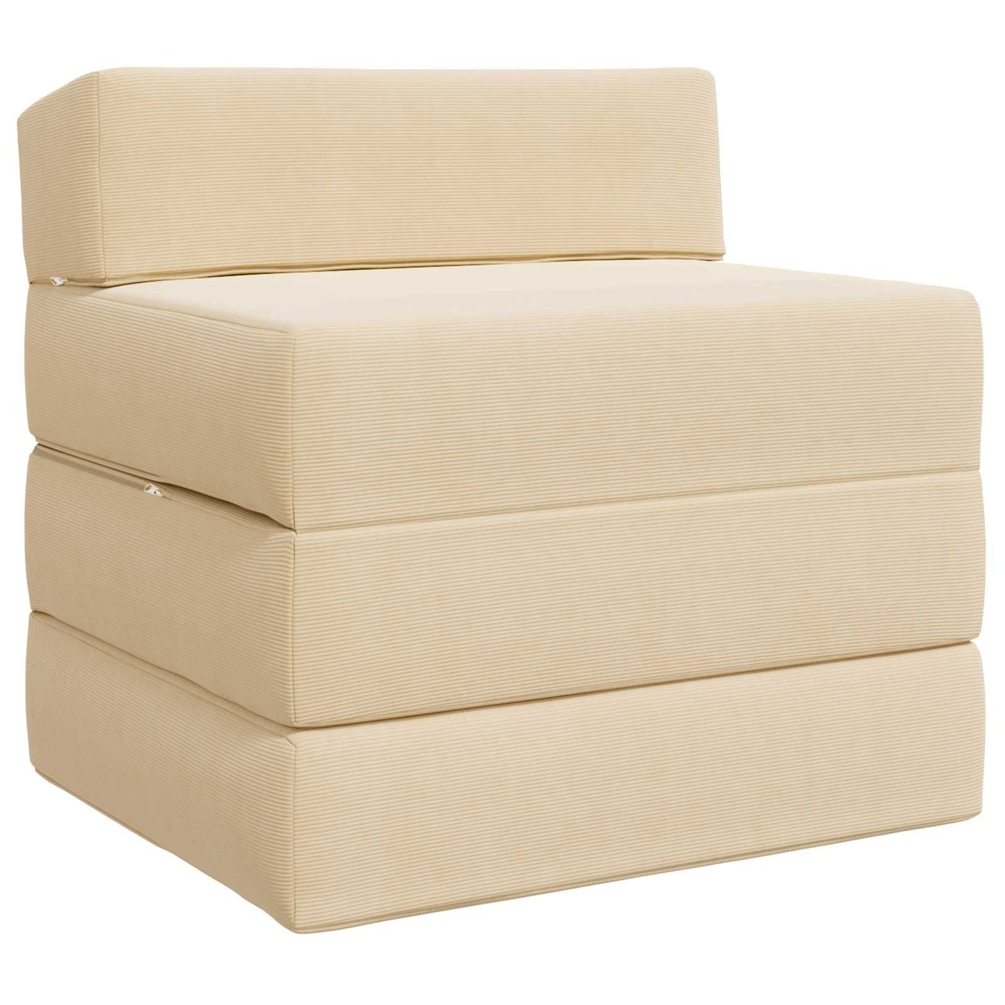 Divano Letto Pieghevole Crema 200 x 70 x 10 cm Tessuto in Cords