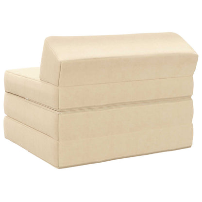 Divano Letto Pieghevole Crema 200 x 70 x 10 cm Tessuto in Cords
