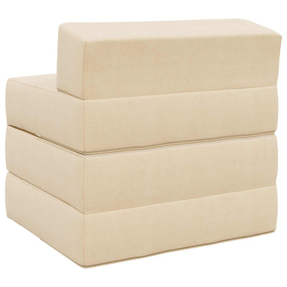 Divano Letto Pieghevole Crema 200 x 70 x 10 cm Tessuto in Cords