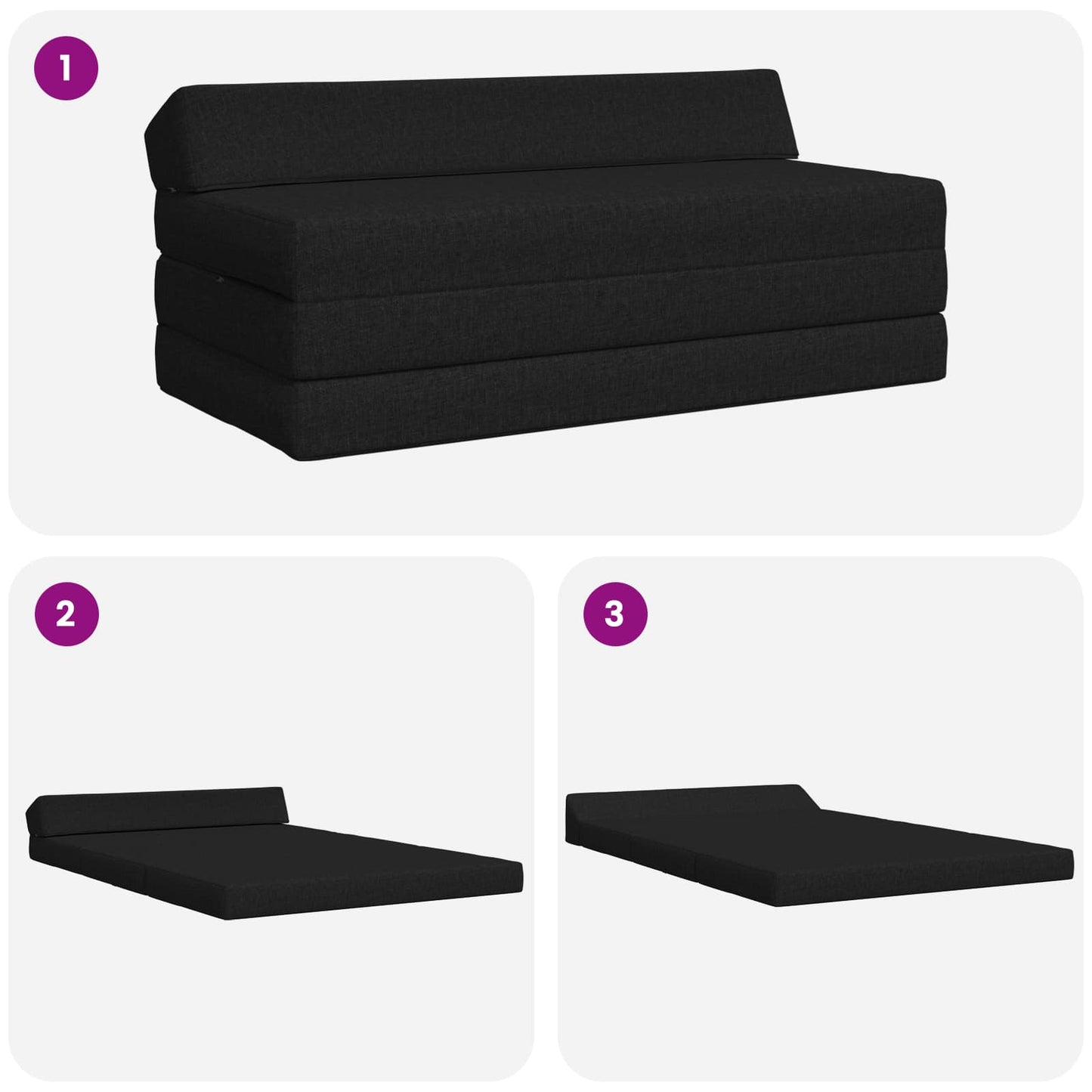Divano Letto Pieghevole Nero 120 x 60 x 49 cm Tessuto