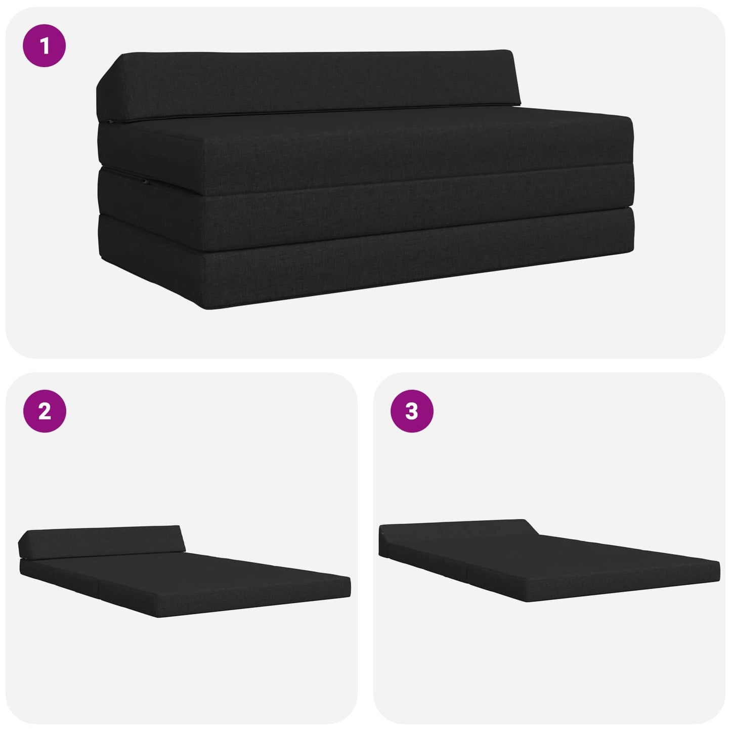 Divano Letto Pieghevole Nero 120 x 60 x 49 cm Tessuto