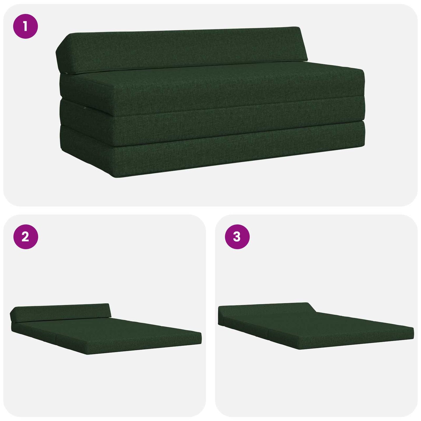 Divano Letto Pieghevole Verde Scuro 120 x 60 x 49 cm Tessuto