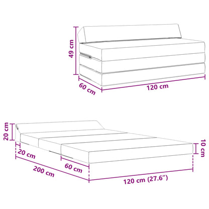 Divano Letto Pieghevole Tortora 120 x 60 x 49 cm Tessuto