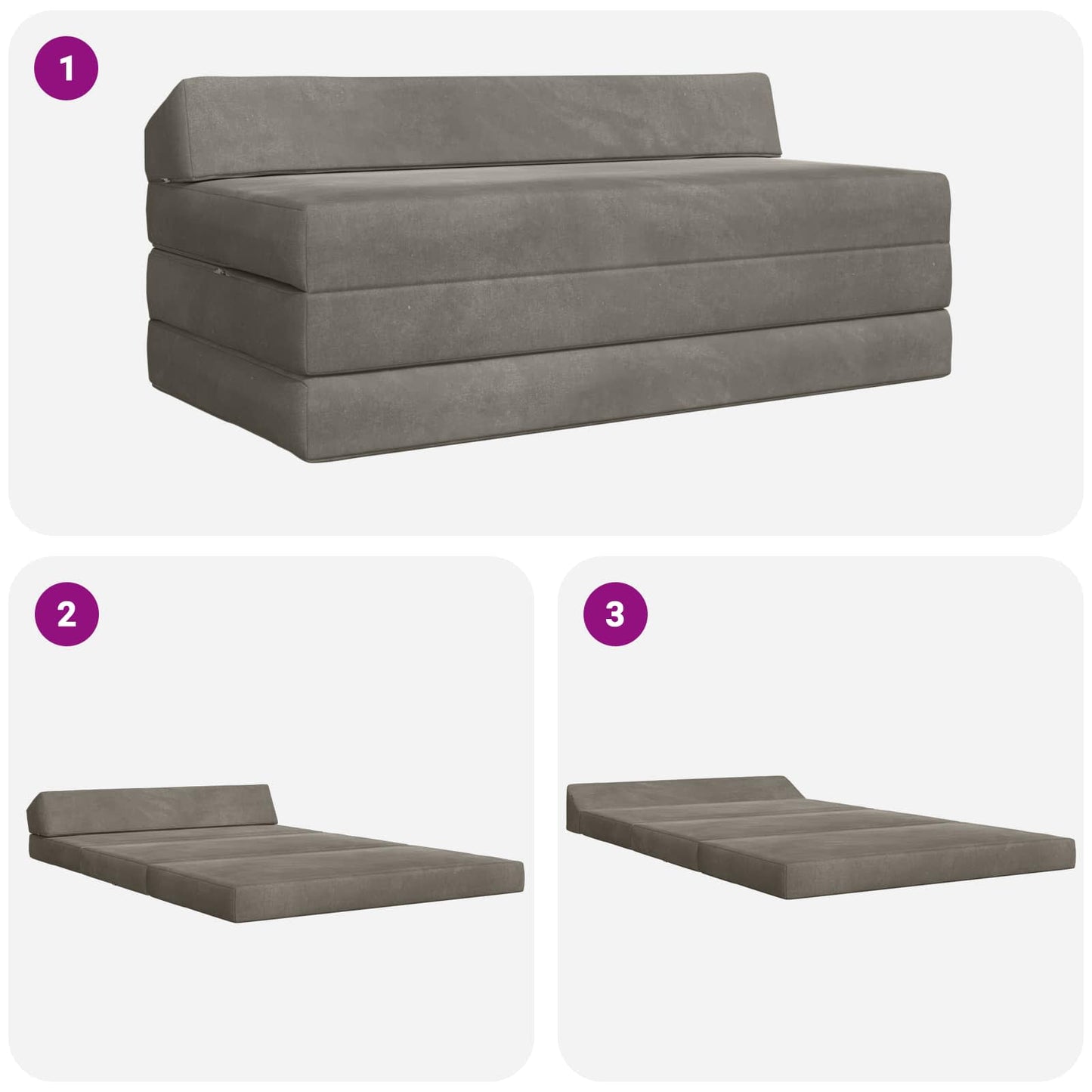 Divano Letto Pieghevole Grigio Chiaro 120 x 60 x 49 cm Tessuto