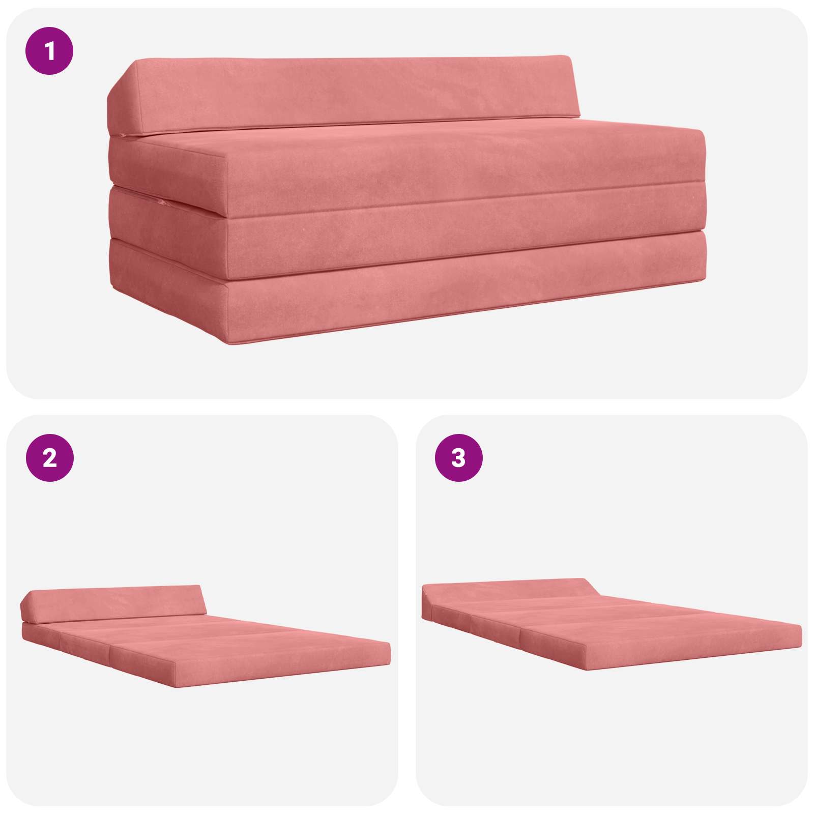 Divano Letto Pieghevole Rosa 120 x 60 x 49 cm Tessuto | homemem39