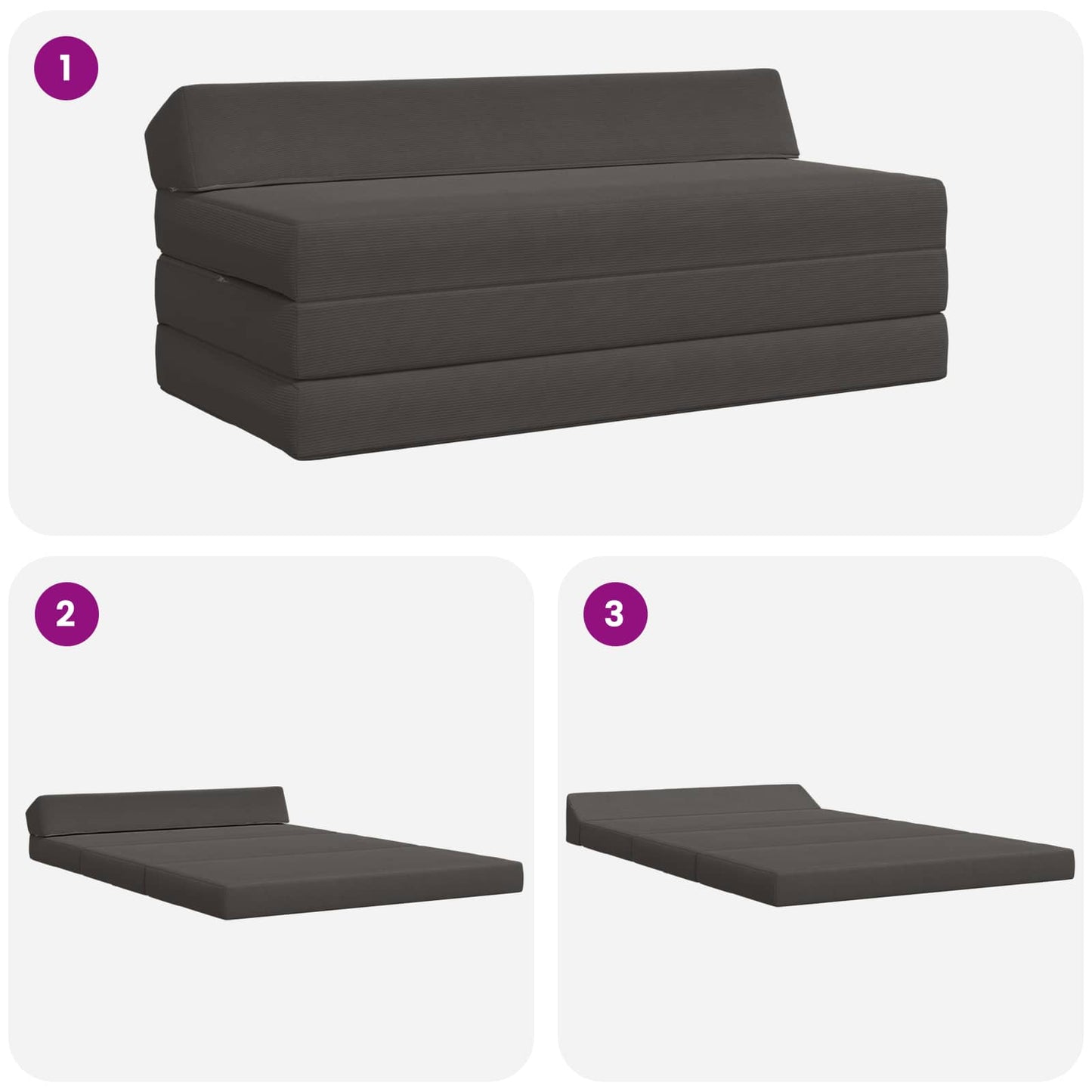 Divano Letto Pieghevole Grigio Scuro 120 x 60 x 49 cm Tessuto | homemem39