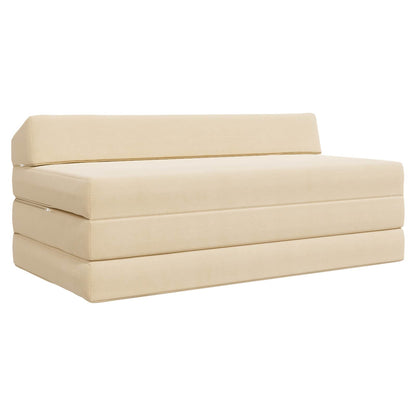 Divano Letto Pieghevole Crema 120 x 60 x 49 cm Tessuto | homemem39
